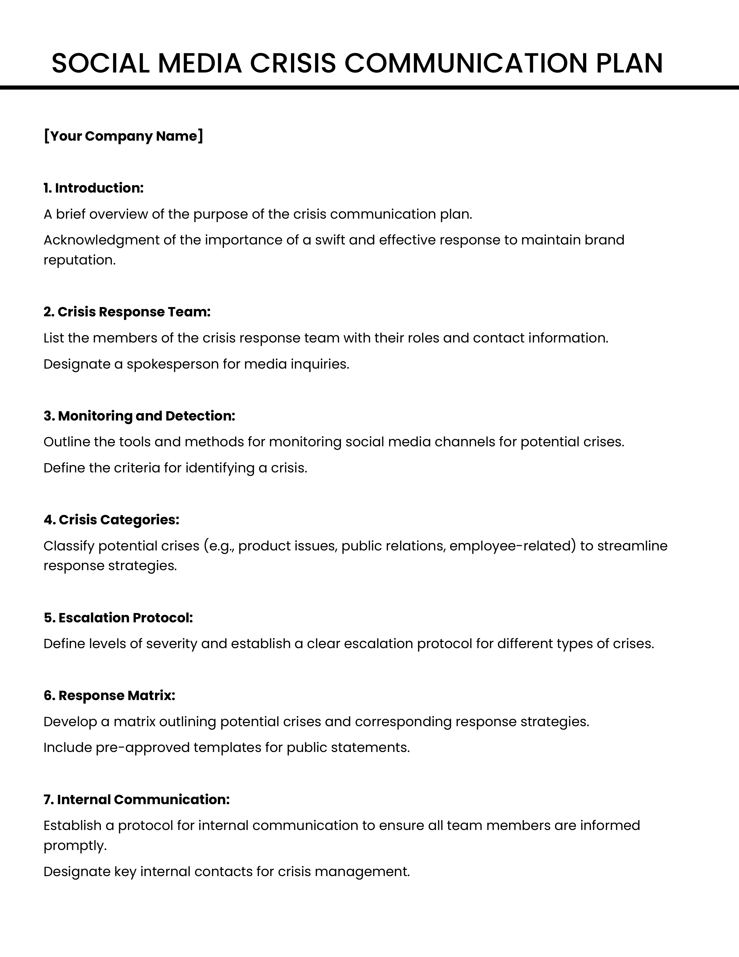 Social Media Crisis Communication Plan